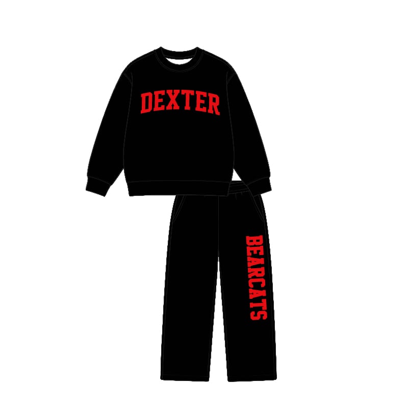 (Custom Design Preorder MOQ 5) Teams Black Dexter Top Bearcats Pants Boys Clothes Set