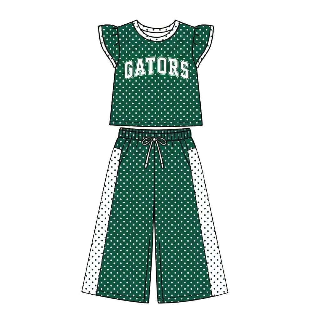 (Custom Design Preorder MOQ 5) Teams GATORS Top Dots Straight Pants Girls Clothes Set