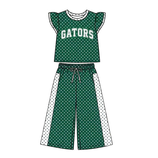 (Custom Design Preorder MOQ 5) Teams GATORS Top Dots Straight Pants Girls Clothes Set