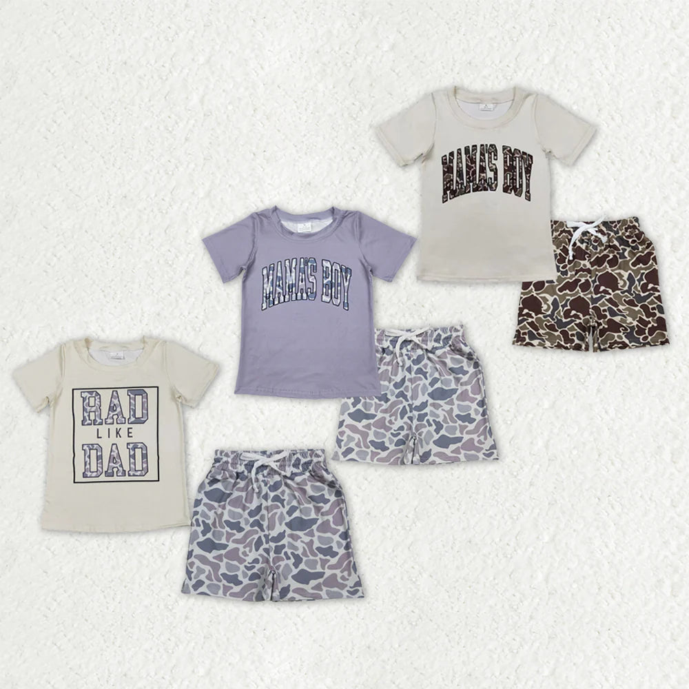 Sibling Southern Camo Mama's Boys Rad Like Dad Top Pockets Shorts Outfit