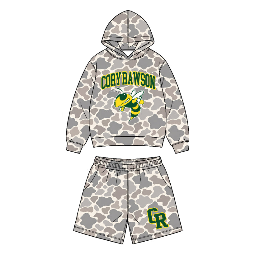 (Custom Design Preorder MOQ 5)  Link For Tessa Jo  Camo Hoodie +Shorts Outfit