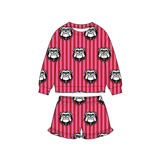 (Custom Design Preorder MOQ 5) Teams Georgia Stripes Top Pockets Shorts Kids Clothes Set
