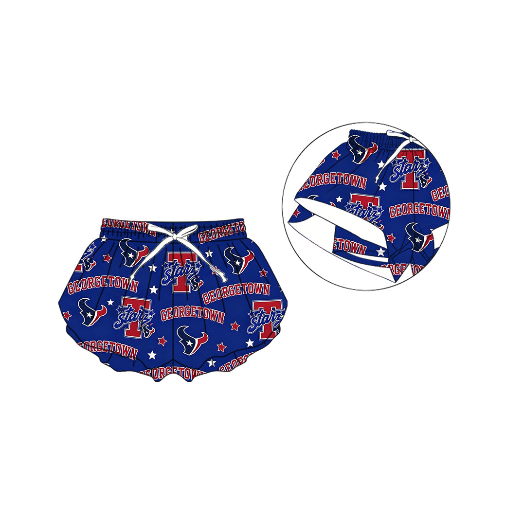 (Custom Design Preorder MOQ 5)  Teams Georgetown Stars Print Girls & Woman Bottom Flutter Yoga Shorts