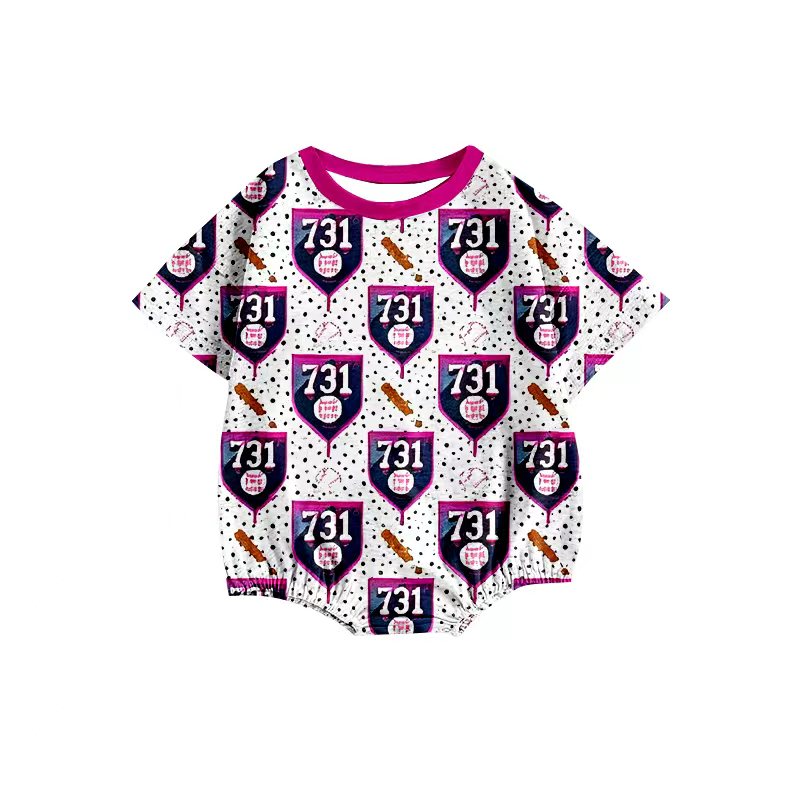 (Custom Design Preorder MOQ 5) Kids Girls 731 Short Sleeve Bubble Romper