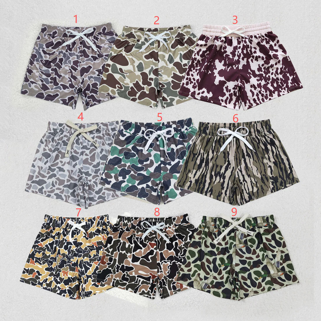 Sibling Baby Boys Western Camo Print Summer Trunks Swimsuits Swimwears