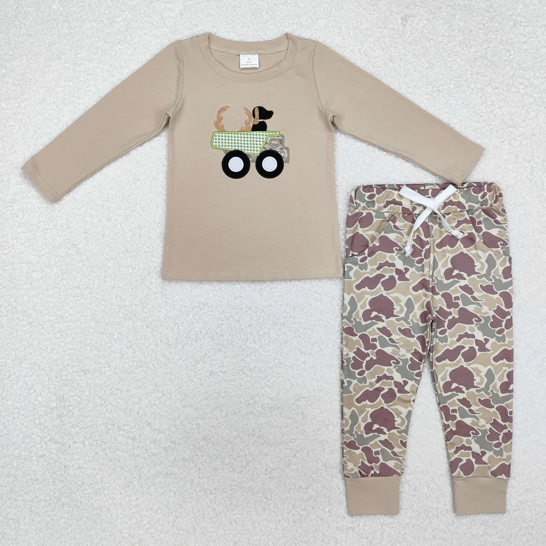 Sibling Baby Boys Embroidery Deer Dog Trucks Top Shorts Pants Hunting Clothes Sets