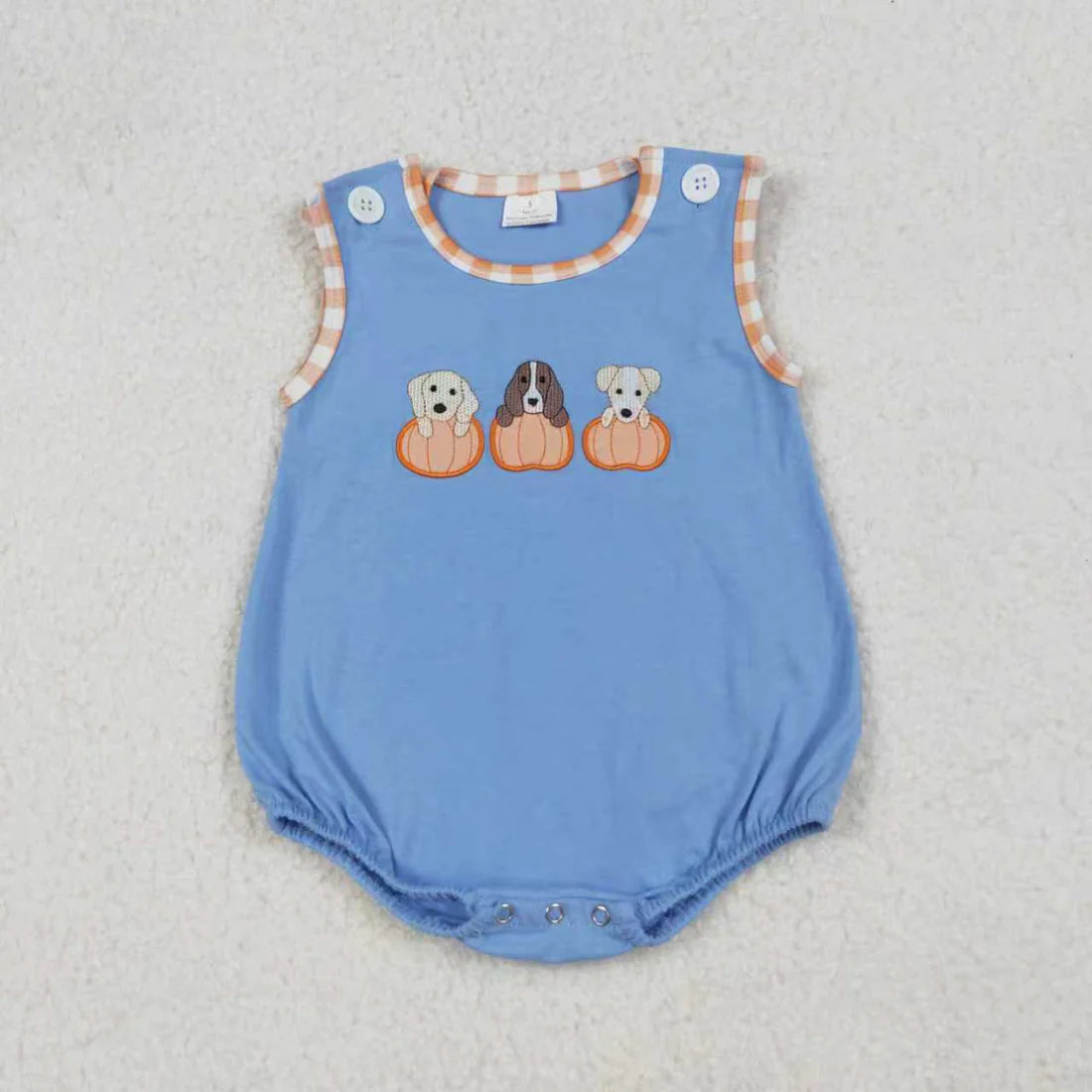 Sibling Baby Boys Girls Embroidery Pumpkins Dogs Shorts Clothes Sets Rompers