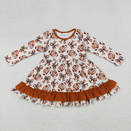 Baby Girls Footballs Bows Plaid Team Ruffle Knee Length Dresse