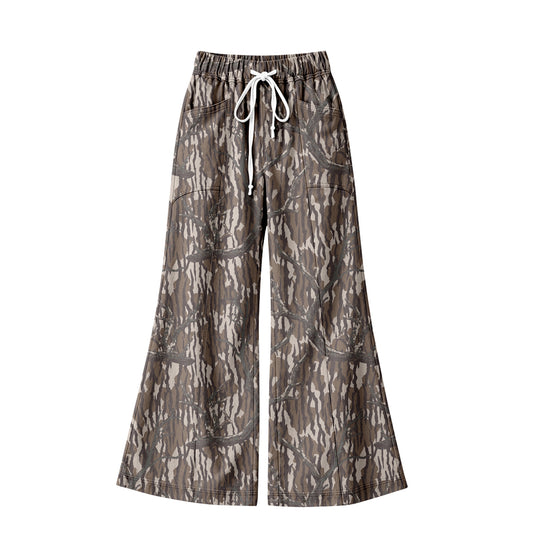 (Custom Design Preorder MOQ 5 Each ) Camo Print Girls & Adult Pockets Bottom Pants