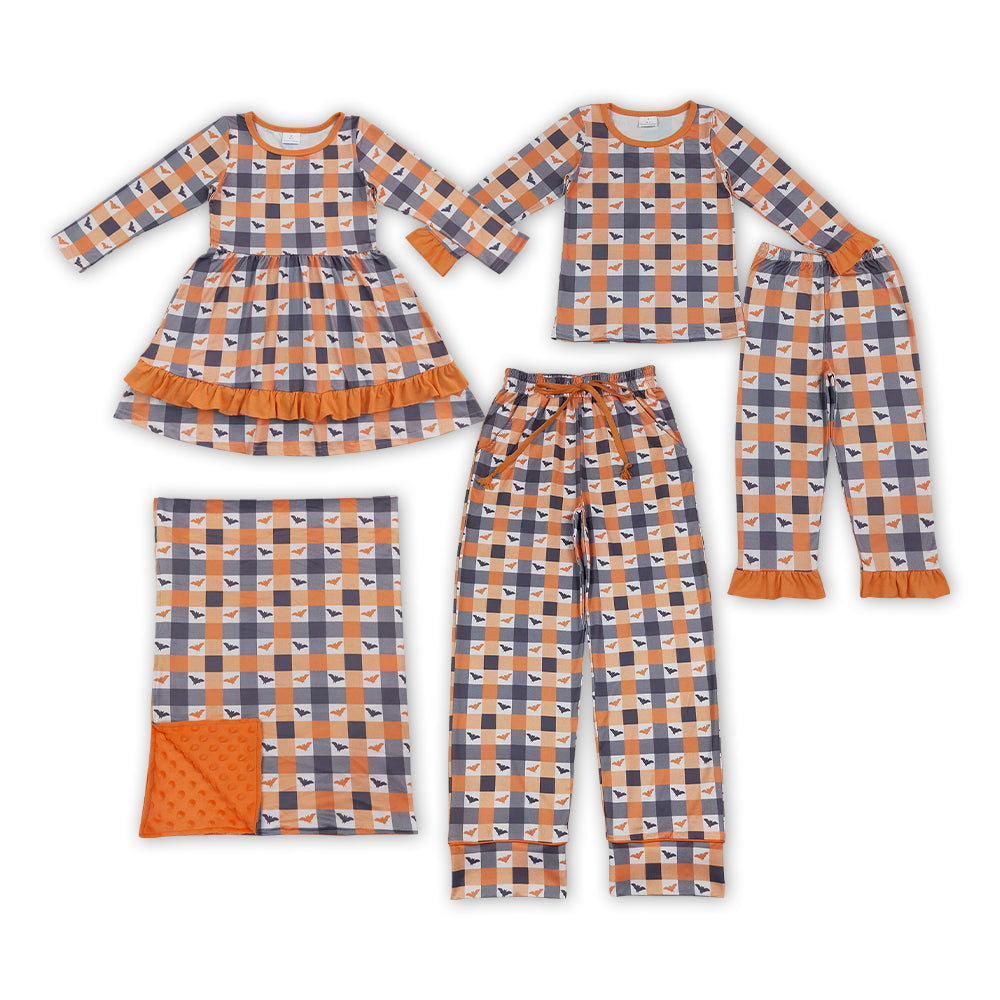 Family Halloween Bat Pajama Set Dress Pants and Blanket
