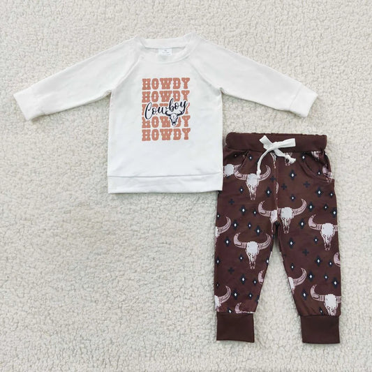 Baby Boys Howdy Long Sleeve Top Jogger Pants Western Outfit