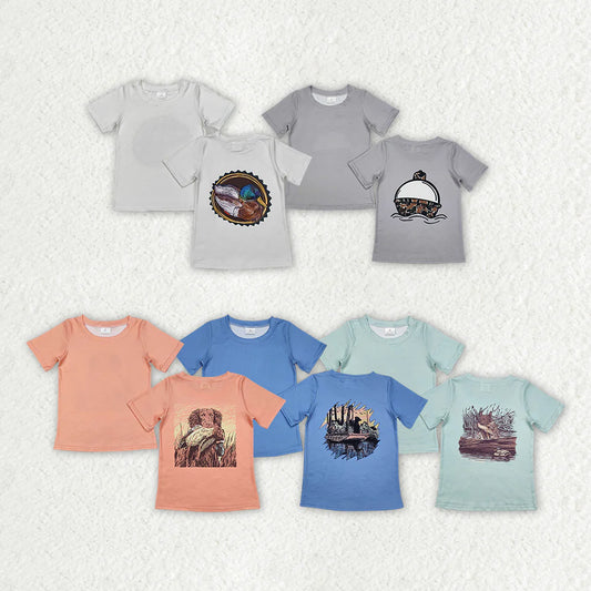 5 Back Prints Baby Boys Hunting Short Sleeve Tee Shirts Tops
