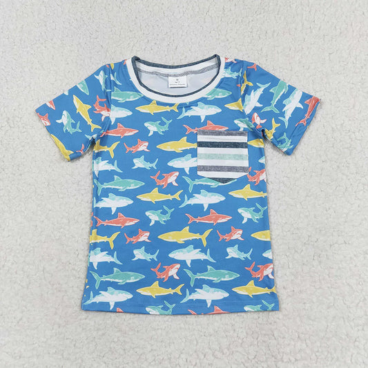 Baby Boys Sharks Pocket Short Sleeve Tee Shirts Tops