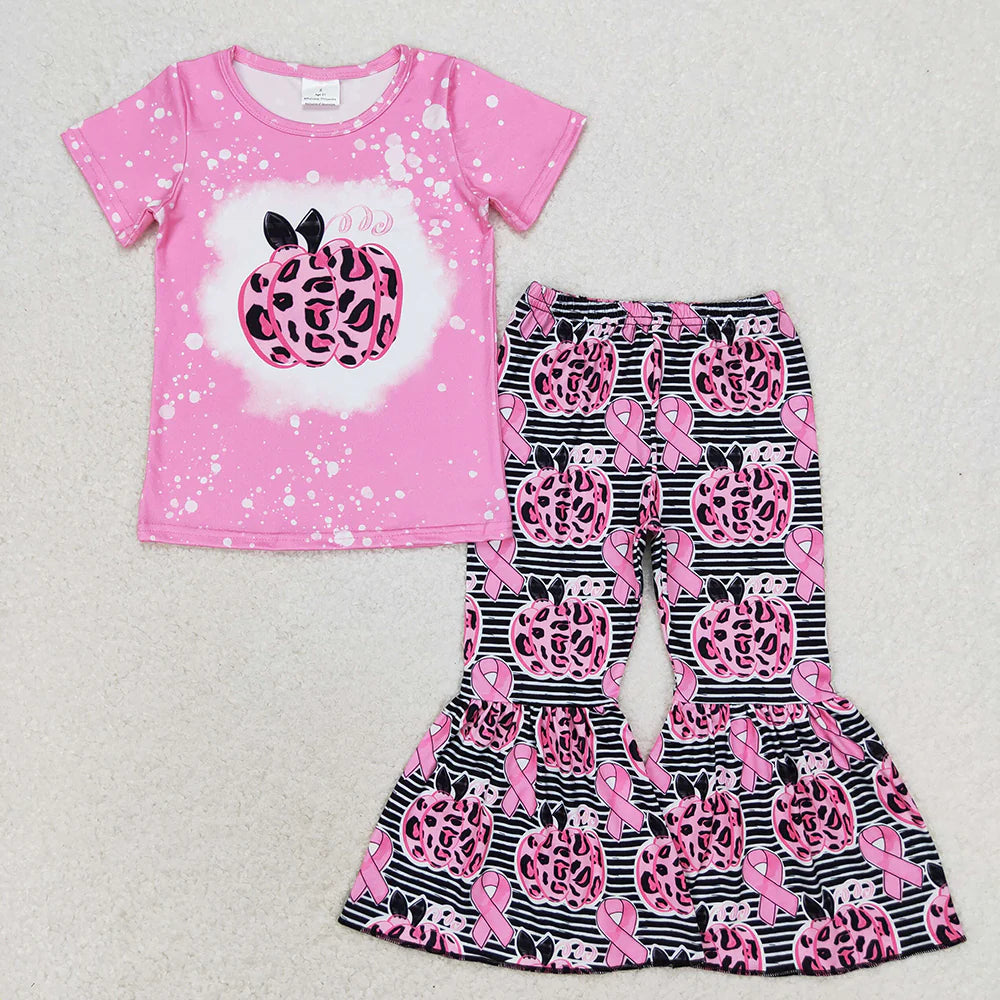 Baby Girls Pink Pumpkin October Bell Bottom Pants Outfit