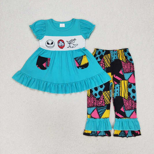 Baby Girls Halloween Nightmare Ruffle Tops Pants Clothes Sets