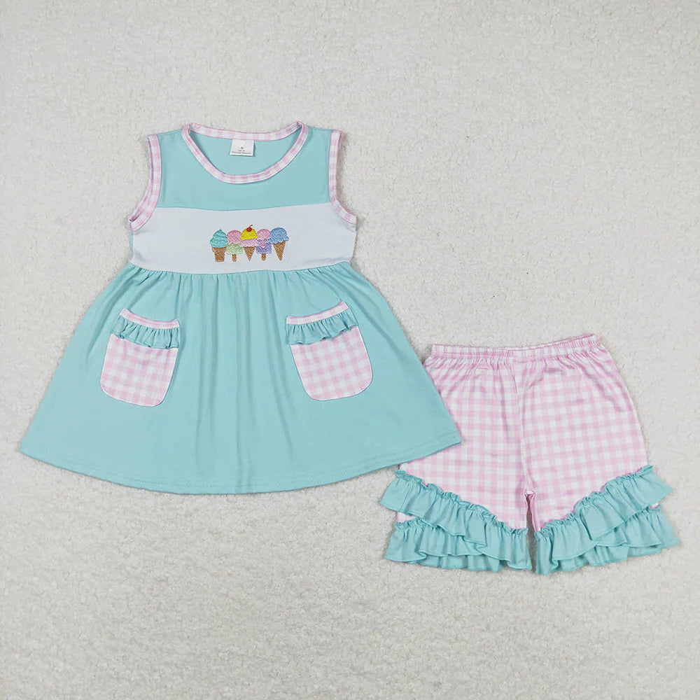 Baby Girls Popsicle Sibling Sister Rompers Dresses Outfits Clothes Sets
