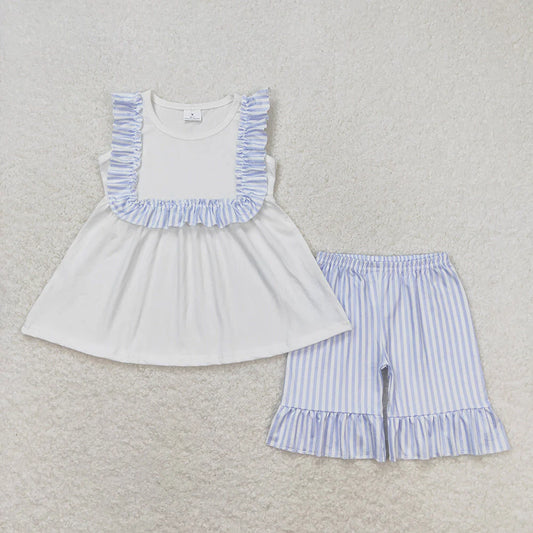 Sibling Baby Boys Girls White Stripes Short Clothes Set Rompers