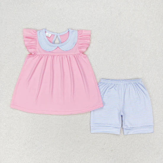 Baby Girls Sibling Sister Flutter Sleeve Ruffle Tunic Shorts Clothes Sets