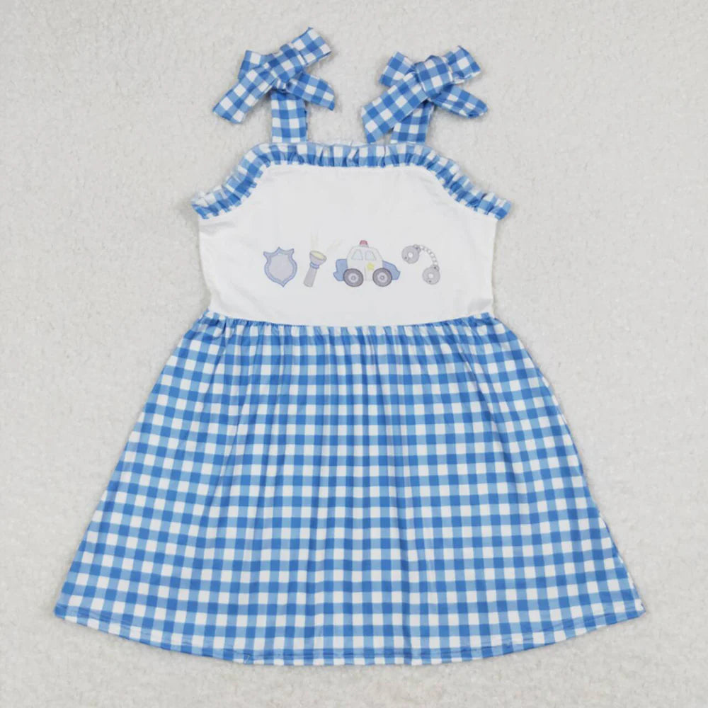 Baby Girls Police Blue Sibling Designs Rompers Outfits Clothes Set
