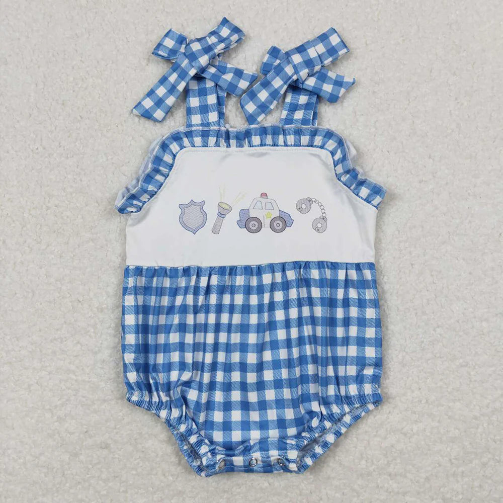 Baby Girls Police Blue Sibling Designs Rompers Outfits Clothes Set