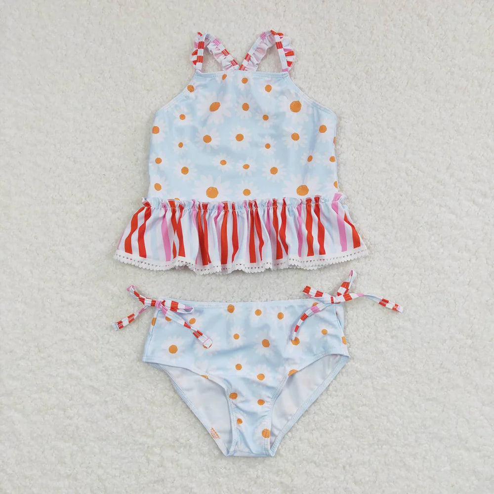 Baby Girls Daisy Flowers Top Floral Two Pieces Swimsuits