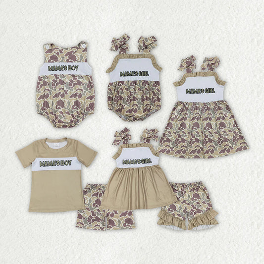 Baby Girls Camo Mama's Girl Boys Sibling Designs Clothes Sets