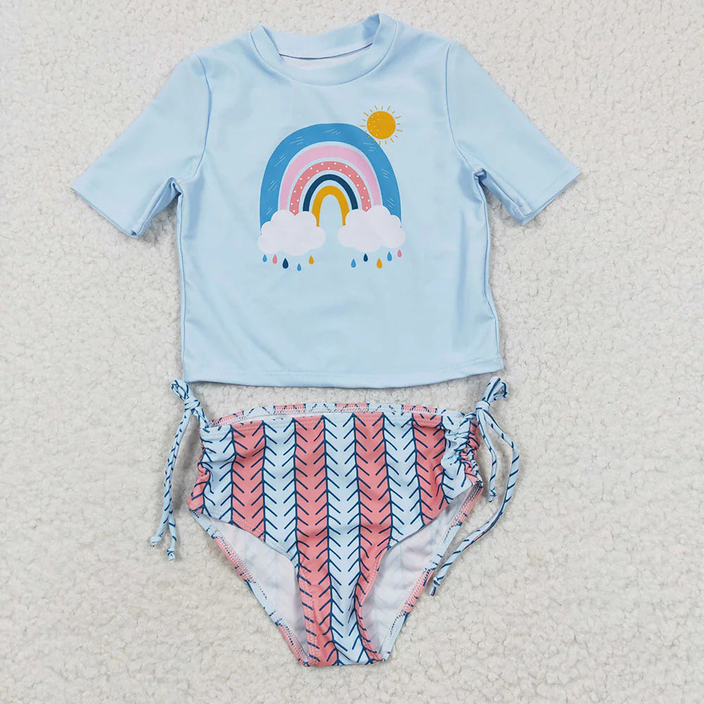 Baby Girls Rainbow Short Sleeve 2 pieces Swimsuits