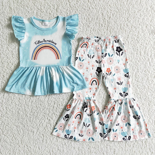 Baby Girls spring rainbow bell pants outfits sets