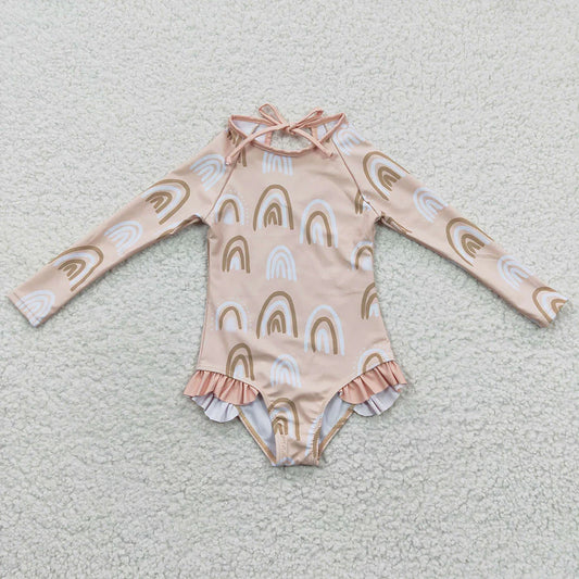 Baby Girls Rainbow Long Sleeve One Pieces Swimsuits