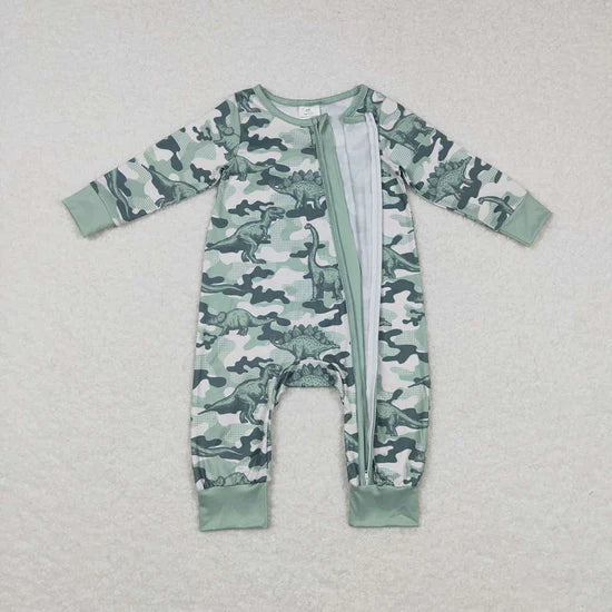 Baby Infant Boys Dinosaur Zip Long Sleeve Rompers