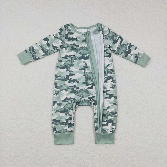 Baby Infant Boys Dinosaur Zip Long Sleeve Rompers