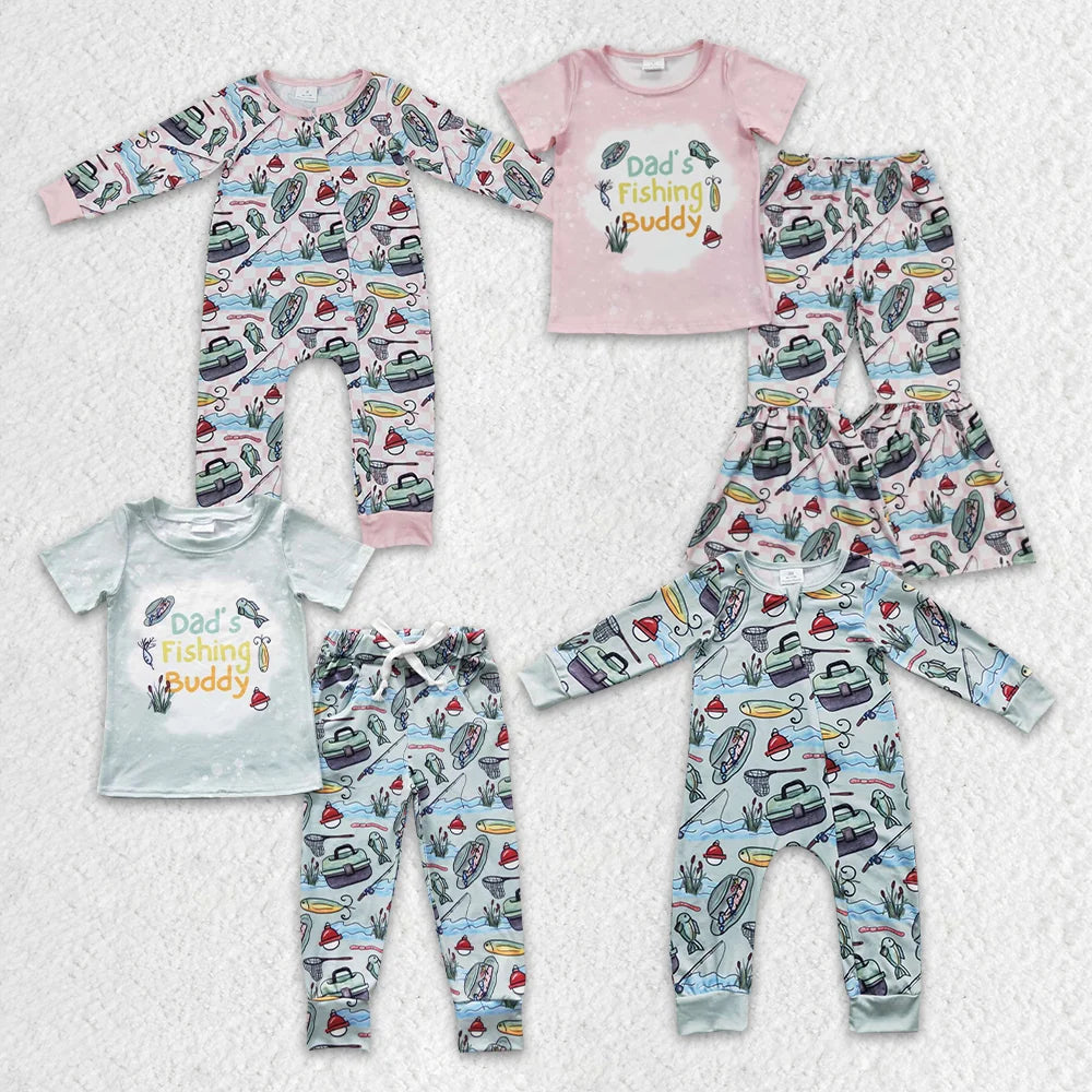 Sibling Baby Girls  Daddy Fishing Outfit and Romper
