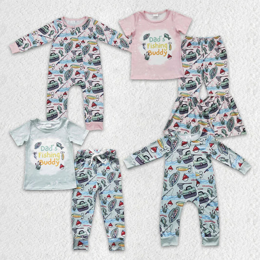 Sibling Baby Girls  Daddy Fishing Outfit and Romper