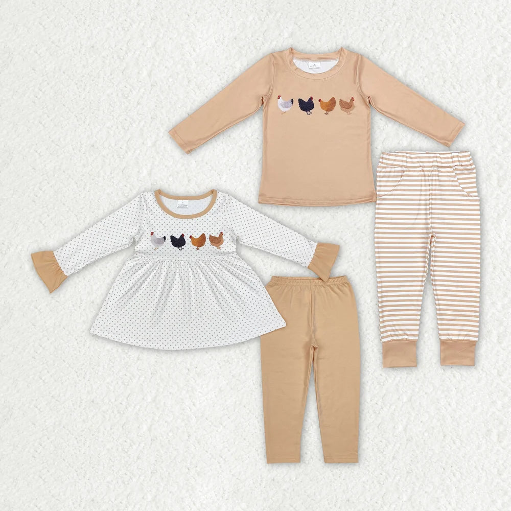 Sibling Girls Boys Chciken Farm Outfit
