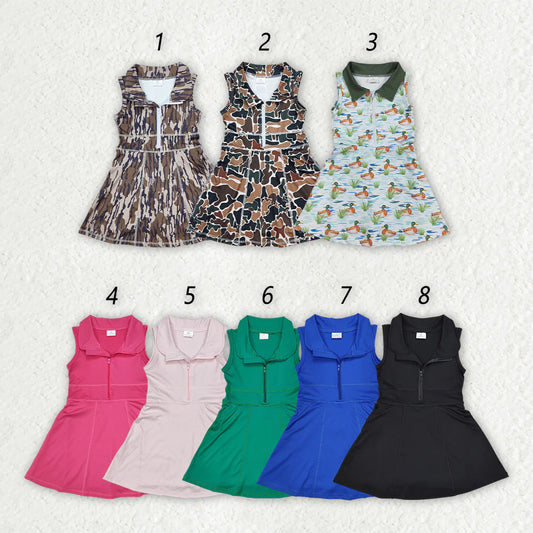 Sibling 8 Colors Baby Girls Athletic Zip Sleeveless Active Dress