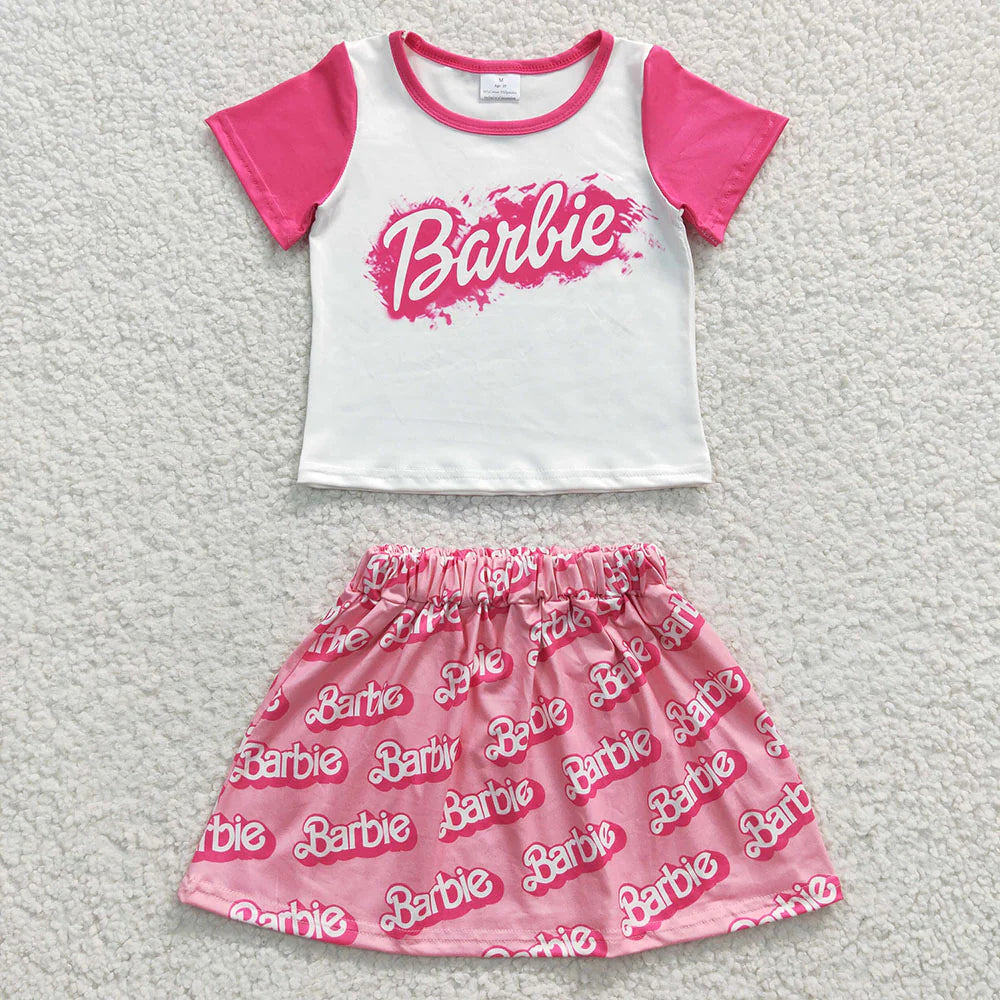 (Promotion)GSD0294 Pink BA Top Skirts Baby Girls Doll Summer Clothes Set